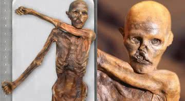 Fotografias mostrando Ötzi, o Homem de Gelo, encontrado nos Alpes de Ötztal - Divulgação/ Discover Magazine