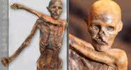 Fotografias mostrando Ötzi, o Homem de Gelo, encontrado nos Alpes de Ötztal - Divulgação/ Discover Magazine
