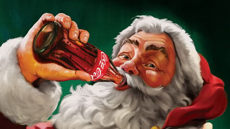 Papai Noel bebendo uma Coca-Cola - Divulgação/ The Coca-Cola Company