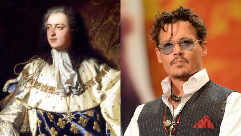 Representação do Rei Luís XV e fotografia do ator Johnny Depp