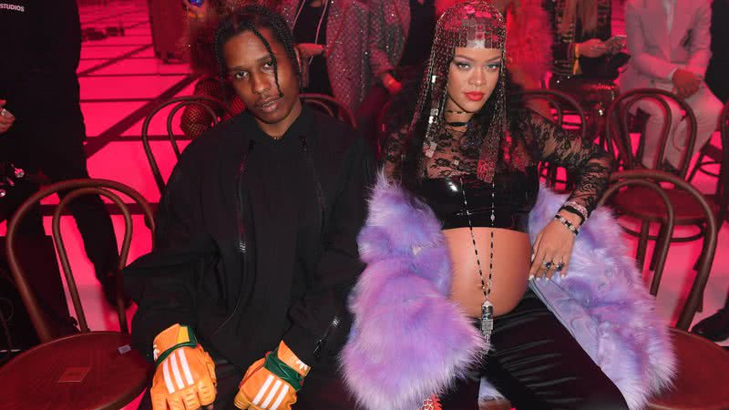 A$AP Rocky e Rihanna durante a Milan Fashion Week Outono/Inverno. - Getty Images