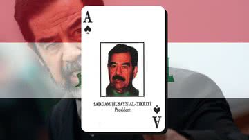 Saddam Hussein, foi considerado o homem mais procurado (ás de espadas) do Iraque - Getty Images e Domínio Público