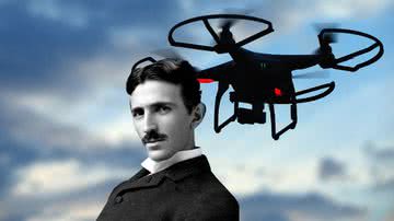 Em 1898, Nikola Tesla previu o uso de drones - Domínio Público com fundo Getty Images