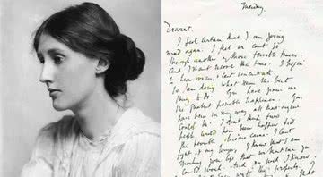 A jovem escritora (à esq.) em montagem junto a carta deixada em seu suicídio (à dir.) - Wikimedia Commons