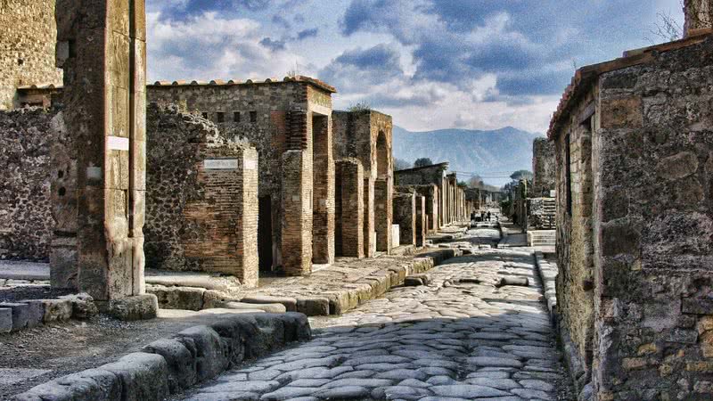 Ruínas de Pompeia após a erupção do Monte Vesúvio em 79 d.C. - Divulgação