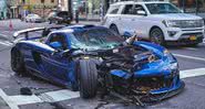 A Porsche com sua estrutura dianteira destruída pelo acidente - Divulgação / Instagram