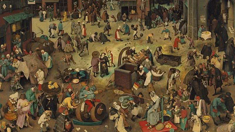 Quadro 'A Luta entre o Carnaval e a Quaresma' de 1559, pintado por Pieter Bruegel - Divulgação/Domínio público