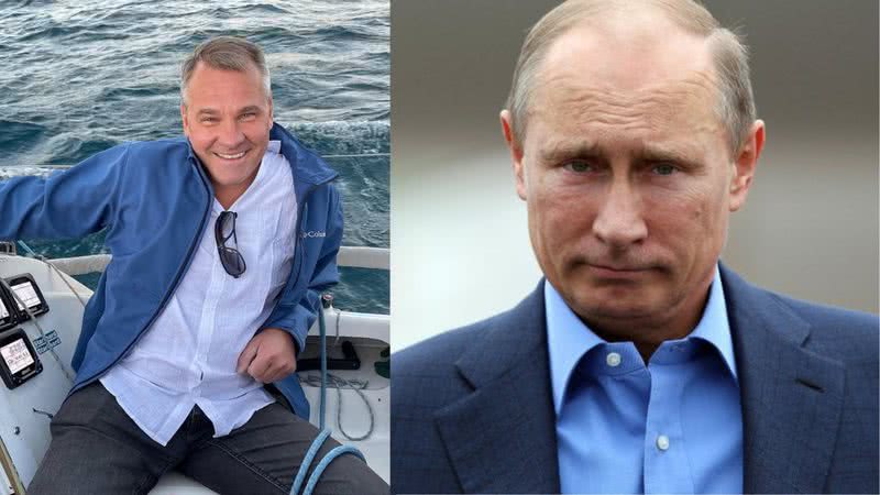 Montagem mostrando fotografias de Alex Konanykhin e de Vladimir Putin