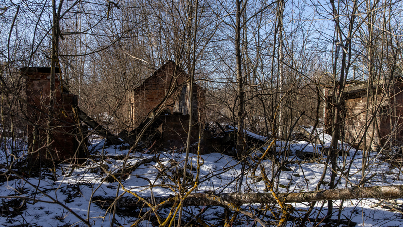 Seção abandonada do vilarejo que ficava em volta de Chernobyl