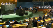 Foto da Assembleia Geral da ONU, discutindo a invasão russa - Divulgação / Youtube (O POVO Online)