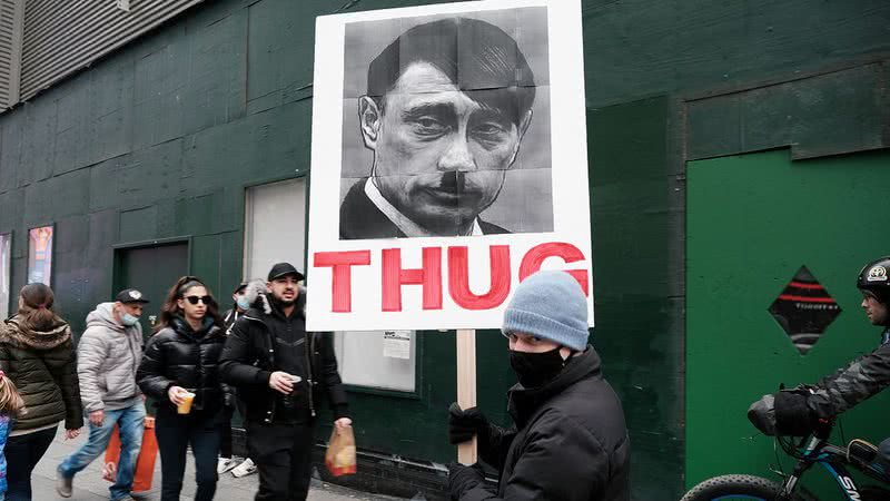 Imagem de protestos contra Putin
