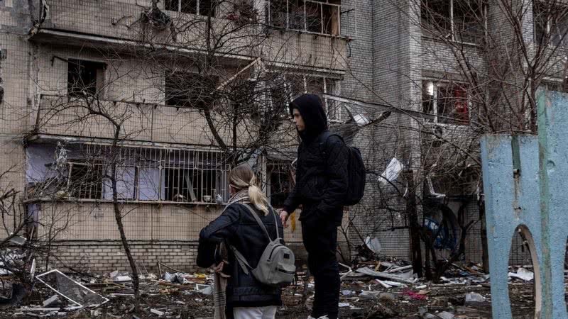 Destruição em Kiev, nesta sexta-feira, 25 - Getty Images