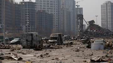 Imagem de ataque semelhante a shopping em Kiev, capital ucraniana - Getty Images