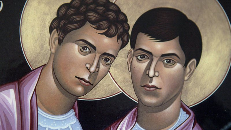 Pintura retratando os santos católicos São Sérgio e São Baco - Getty Images