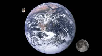 Imagem meramente ilustrativa da Terra com duas luas - Creative Commons