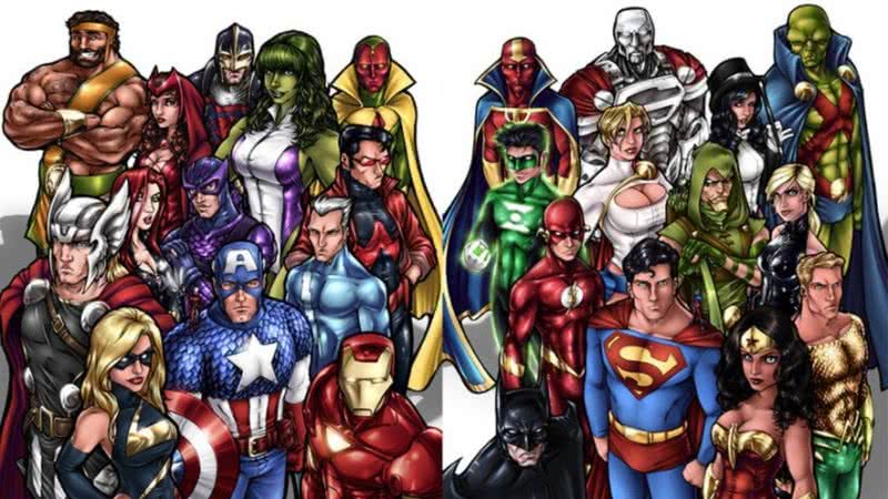 Ilustração de Vingadores vs Liga da Justiça - Divulgação