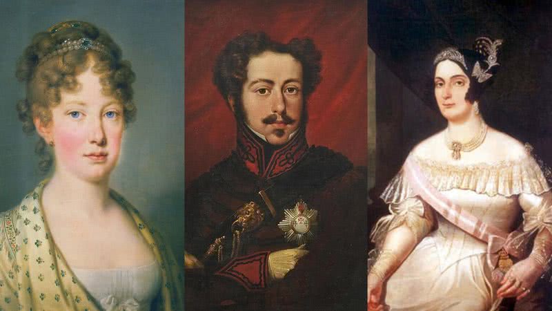 Maria Leopoldina, Dom Pedro I e Domitila de Castro, respectivamente - Creative Commons