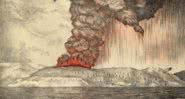 Litografia da erupção do vulcão Krakatoa em 1883 - Wikimedia Commons