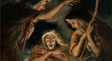 Pintura ilustrativa mostra três bruxas - Getty Images