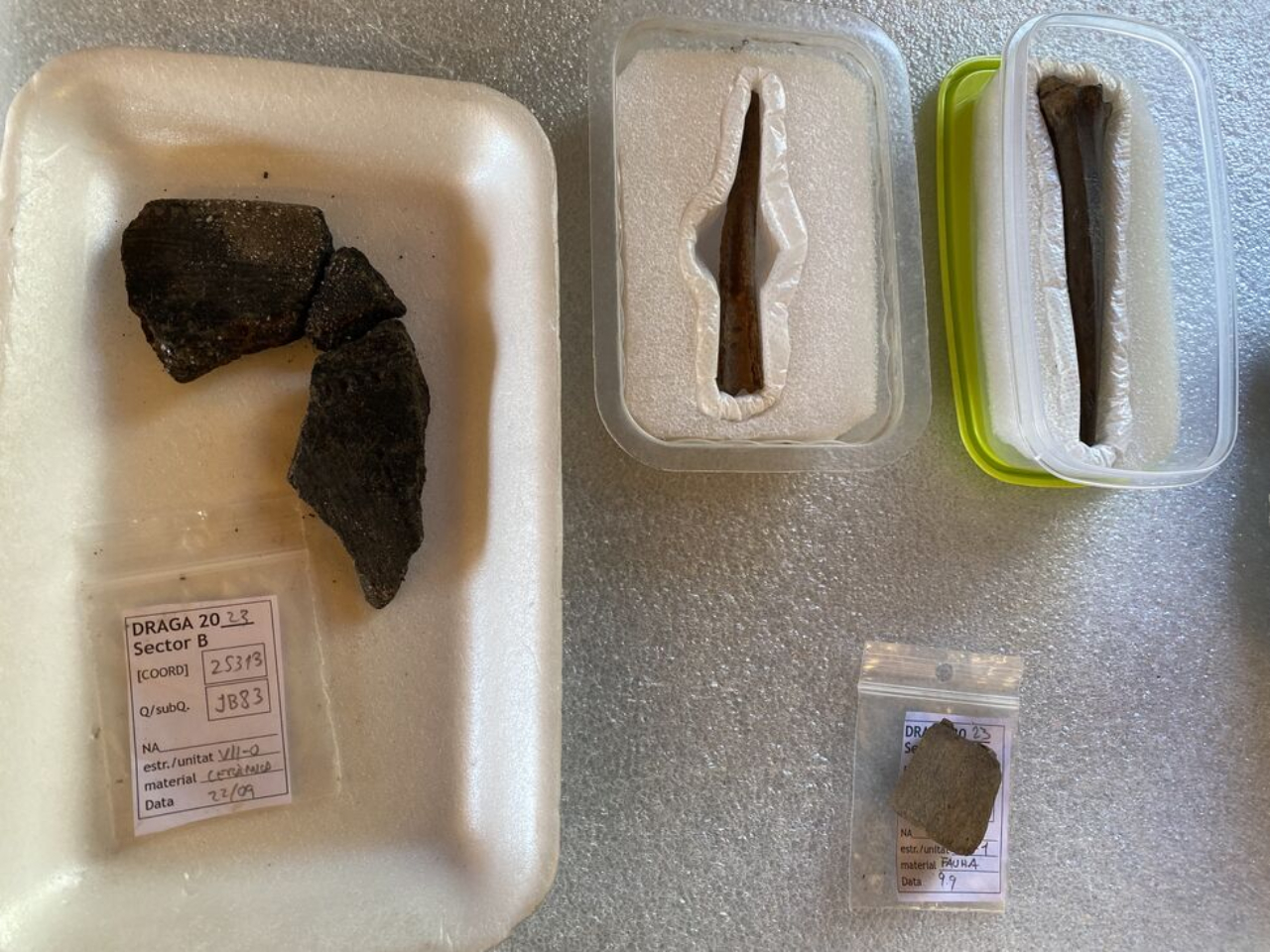 Algumas ferramentas escavadas em sítio arqueológico na Espanha