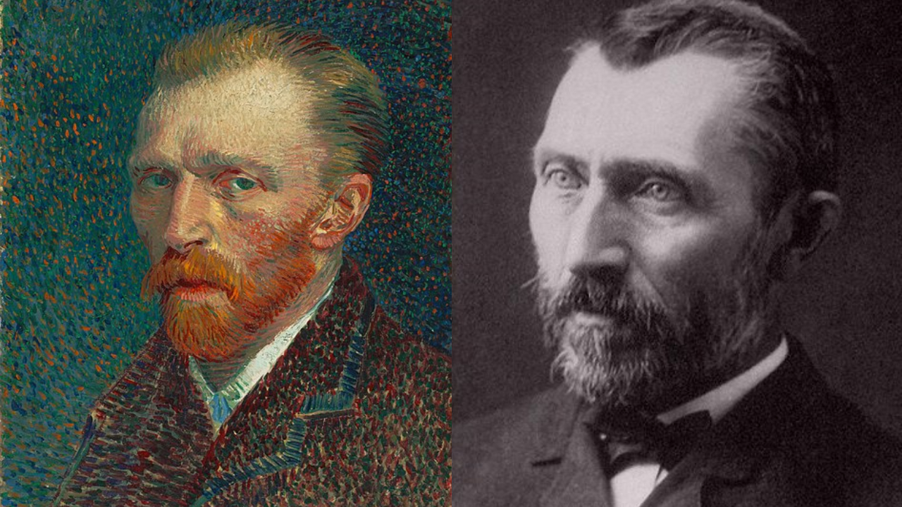 Autorretrato de Vincent van Gogh e fotografia dele, aos 19 anos