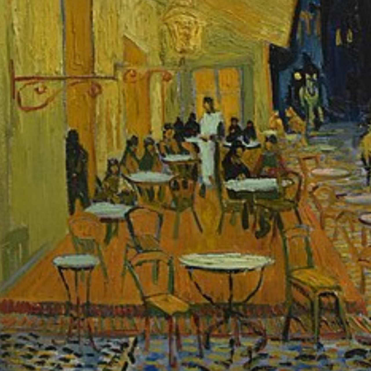 Recorte do quadro 'Terraço do Café à Noite', de Vincent van Gogh