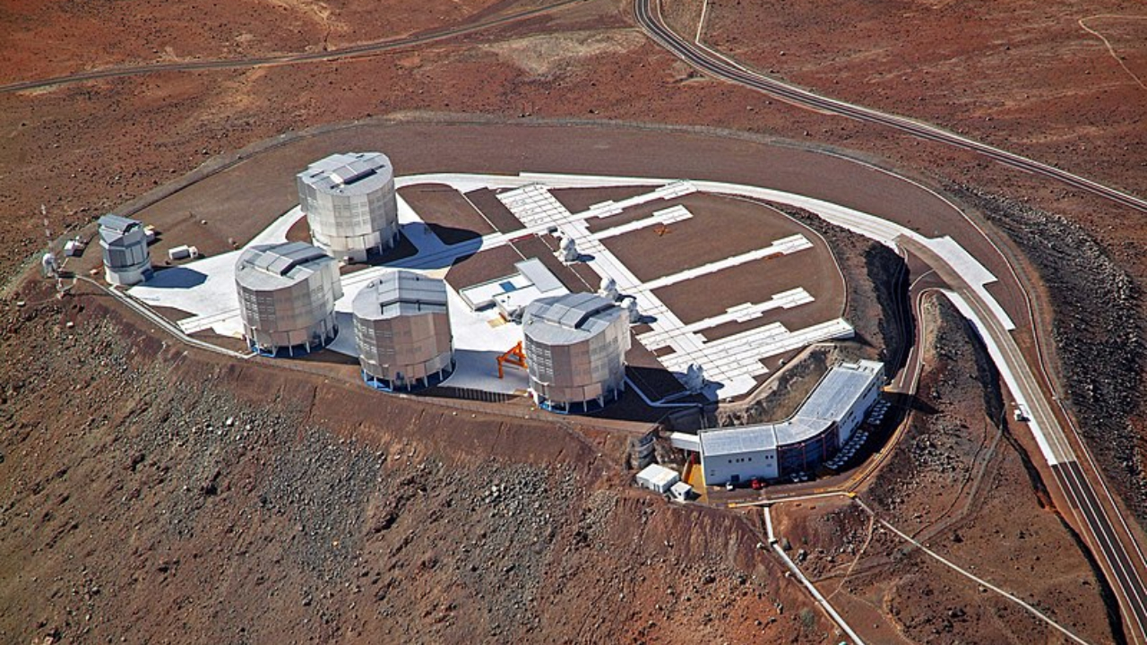 Vista aérea do Very Large Telescope, da ESO