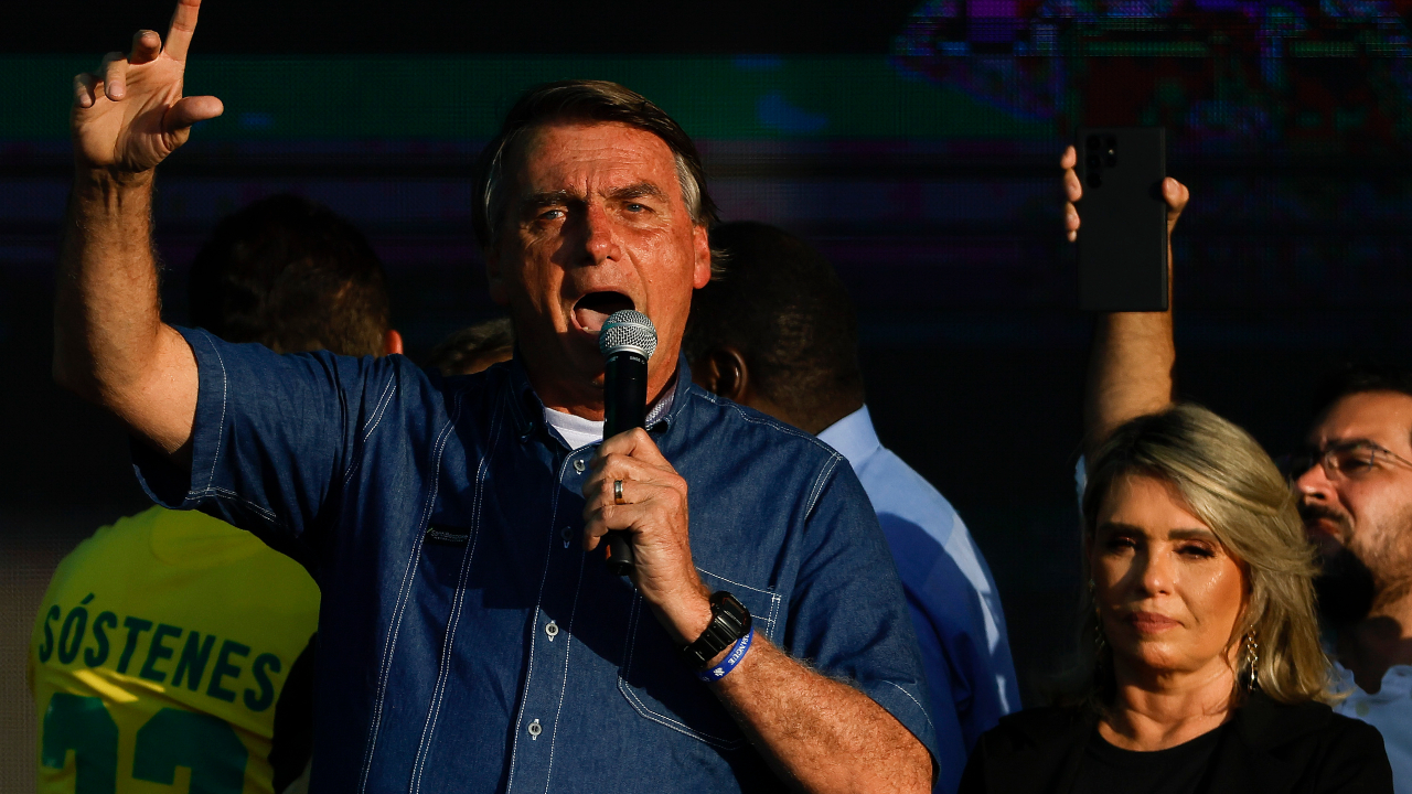 Bolsonaro durante outro discurso realizado em evento musical evangélico, no Rio