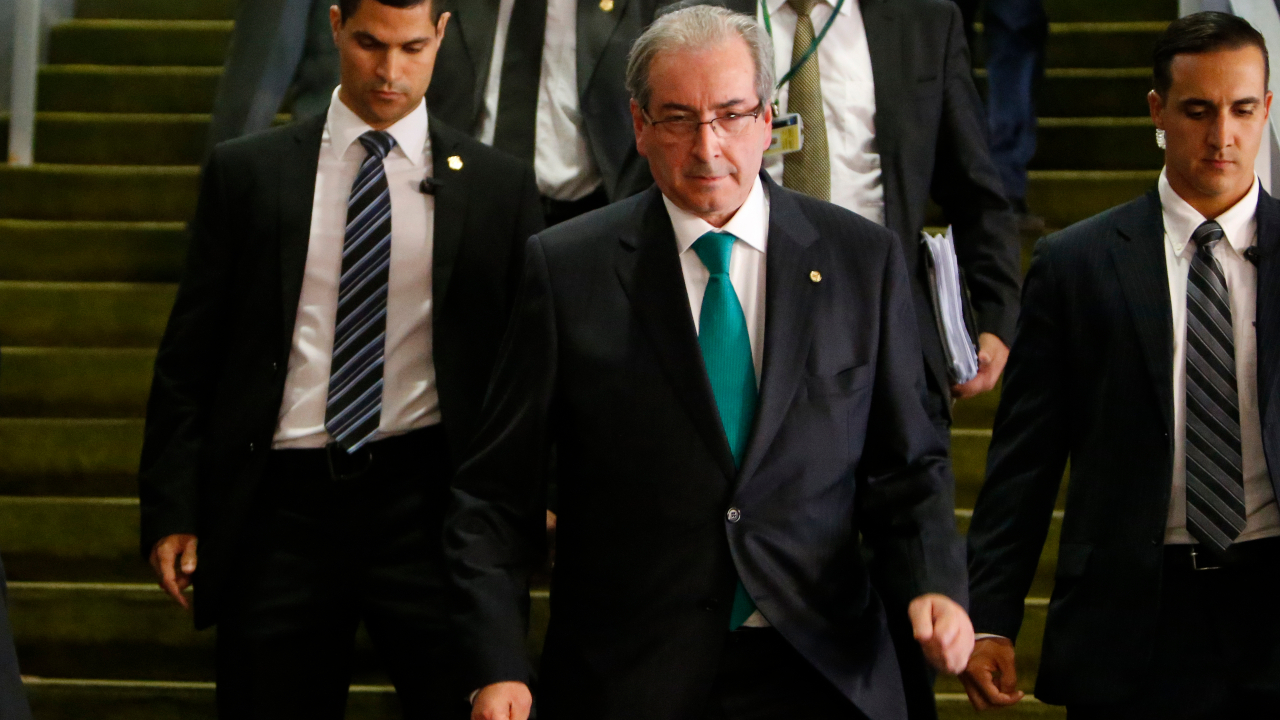 Foto de Eduardo Cunha, ex-deputado federal, em 2016, durante processo de impeachment de Dilma Rousseff