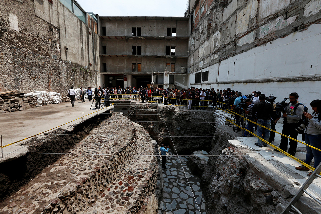 Descoberta de templo Asteca na região da Cidade do México. Foto: Getty Images.