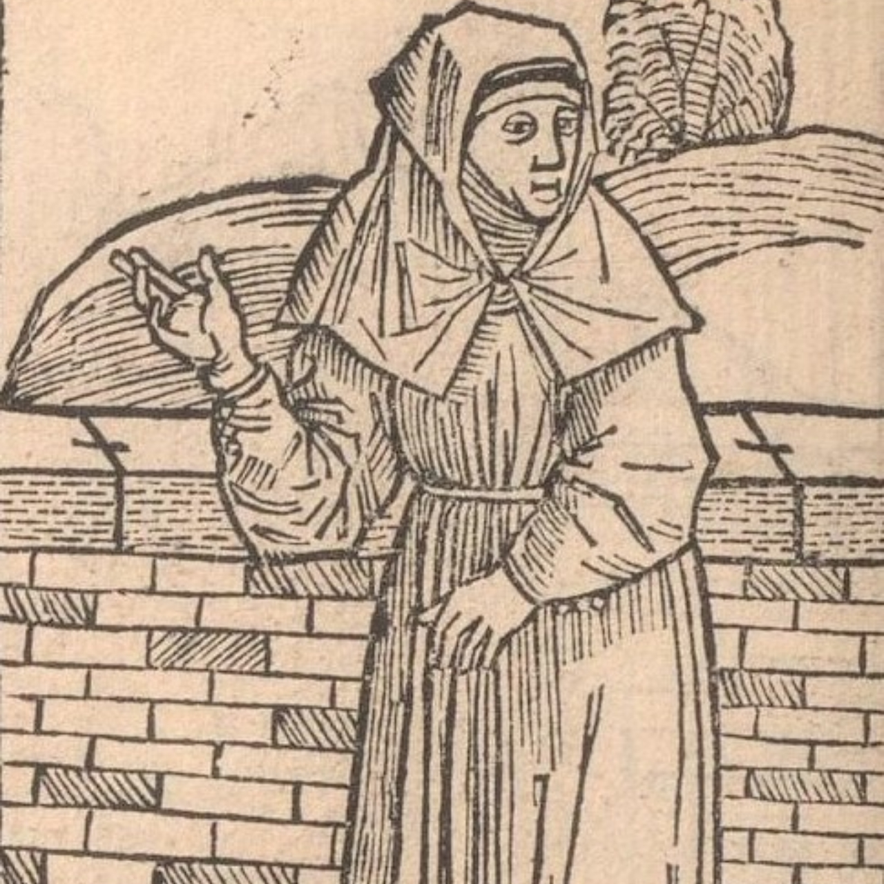 Ilustração de uma beguina no livro 'Des dodes dantz' (1489)