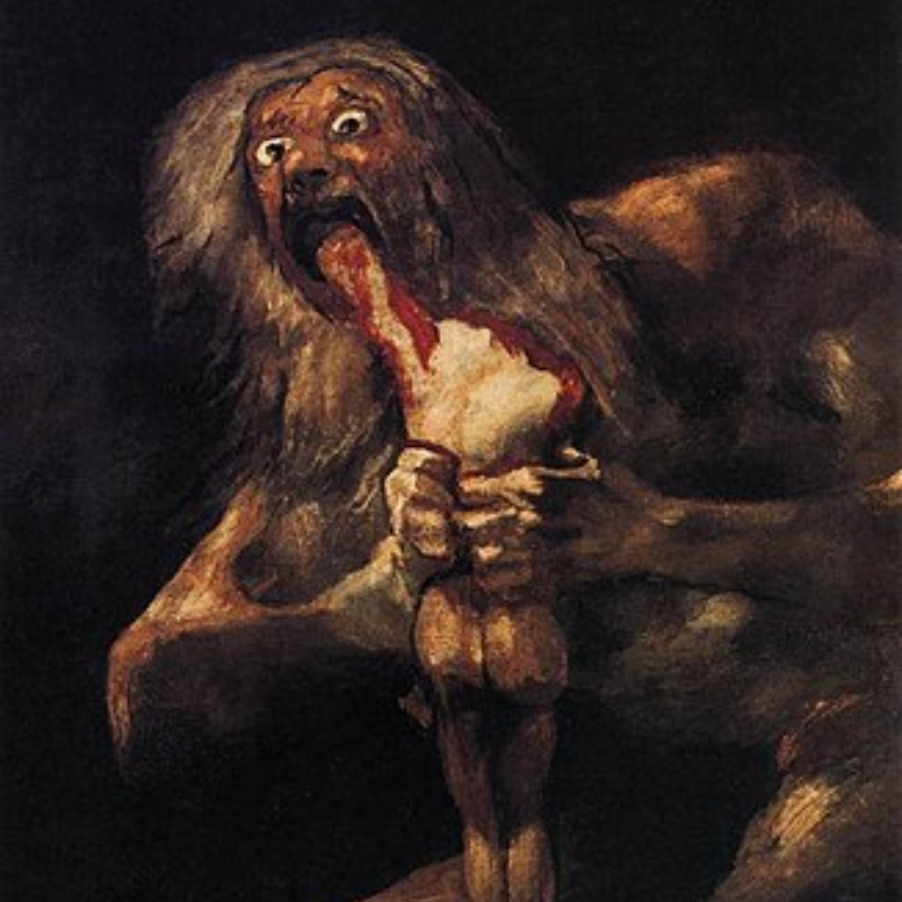 Pintura de Francisco de Goya representando o deus Cronos comendo um de seus filhos
