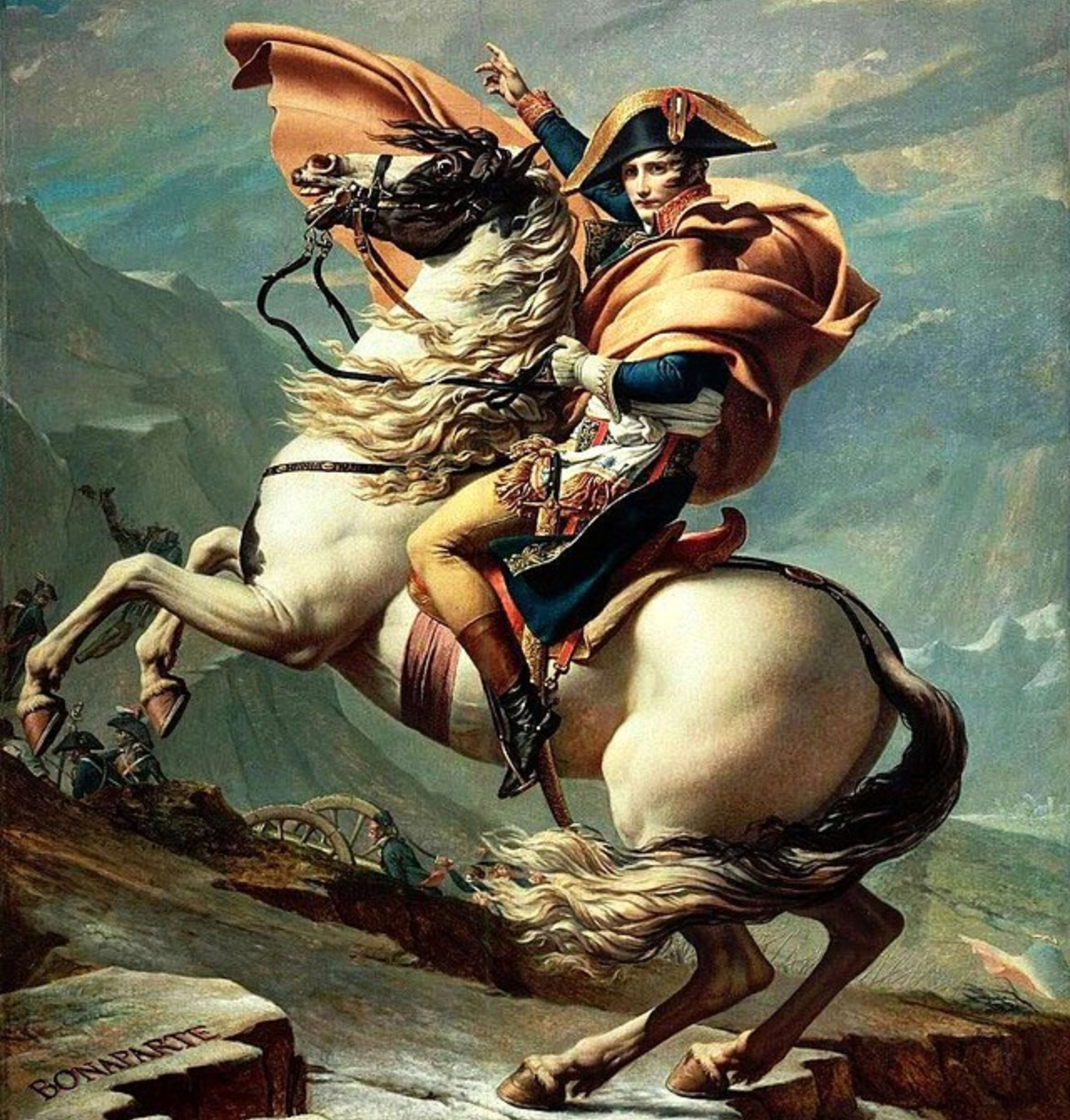 Emblemática pintura de Napoleão montado em seu cavalo
