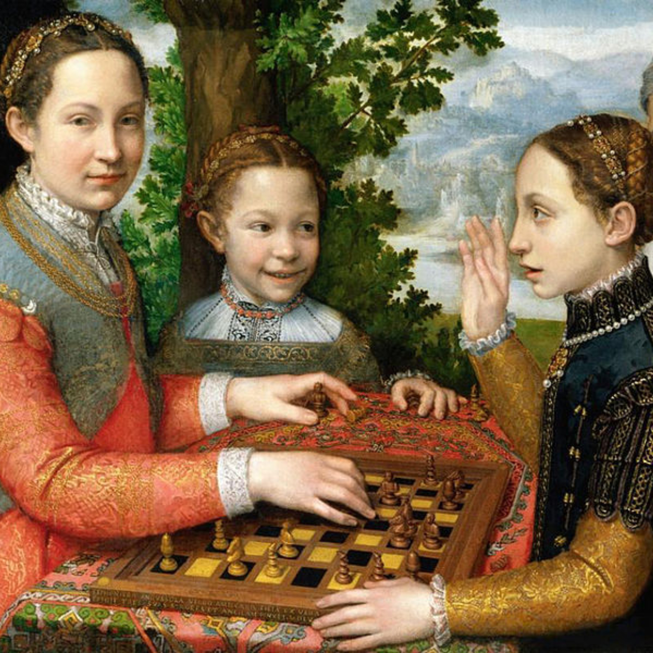 Quadro retratando as irmãs de Sofonisba jogando xadrez