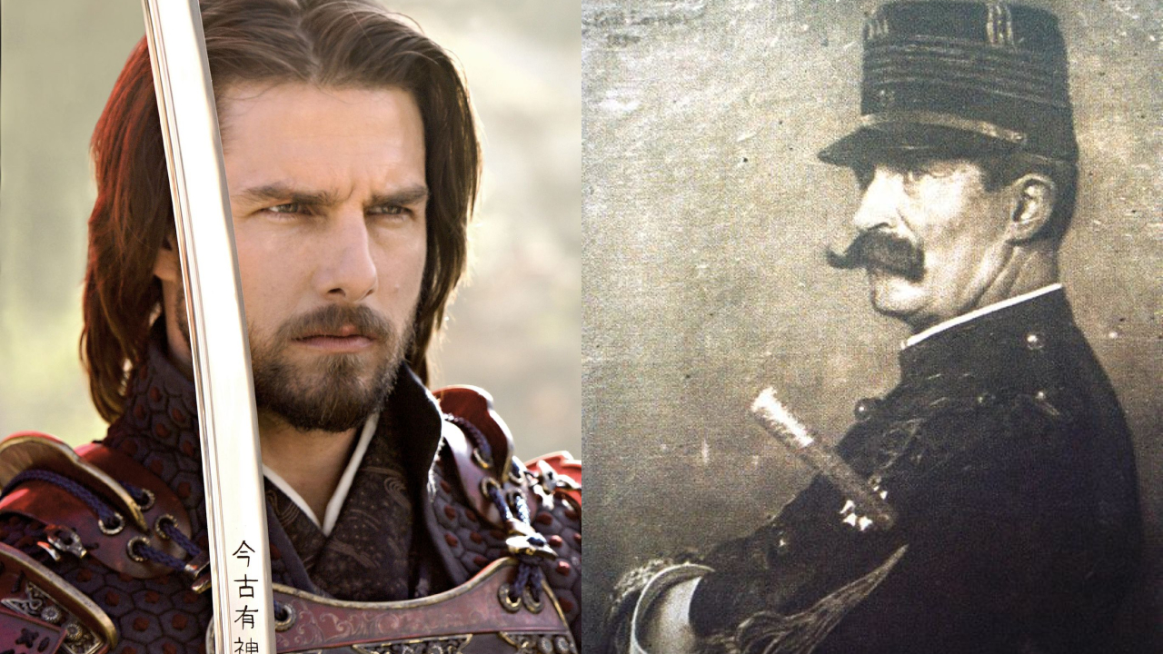 Nathan Algren, personagem de Tom Cruise em 'O Último Samurai', e o verdadeiro Jules Brunet