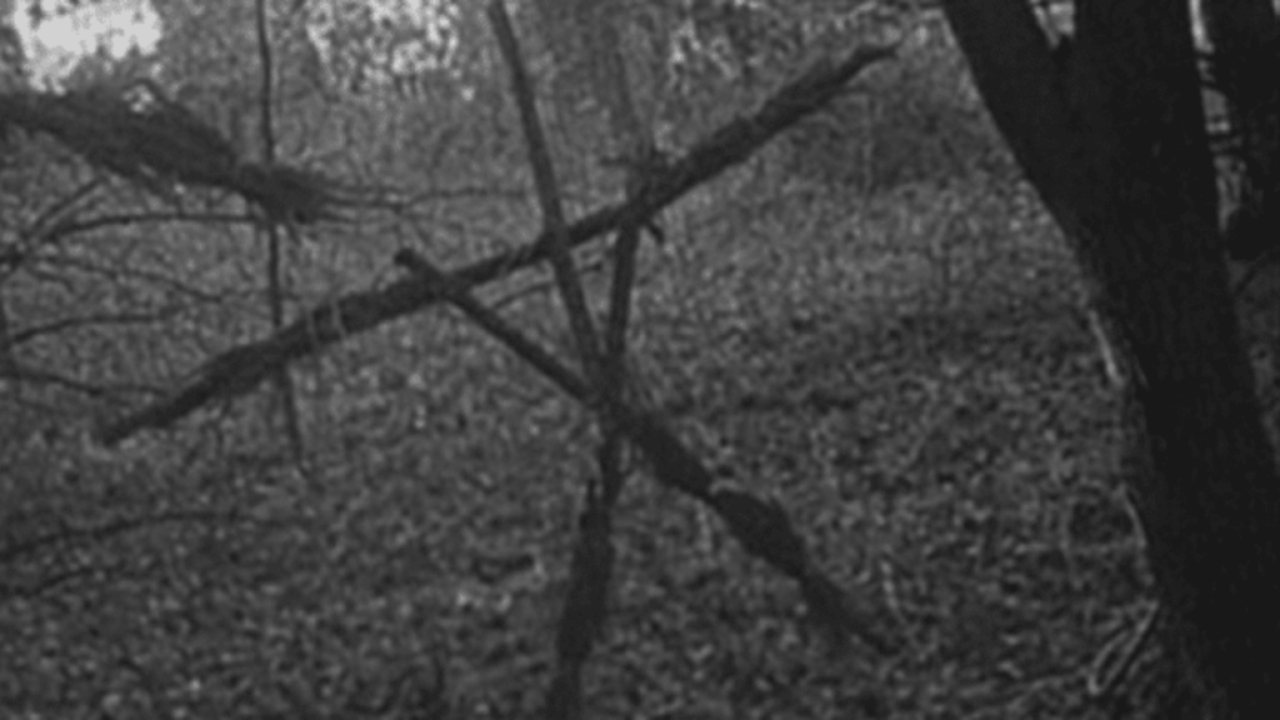 Sinais relativos à bruxa na floresta em 'A Bruxa de Blair' (1999)