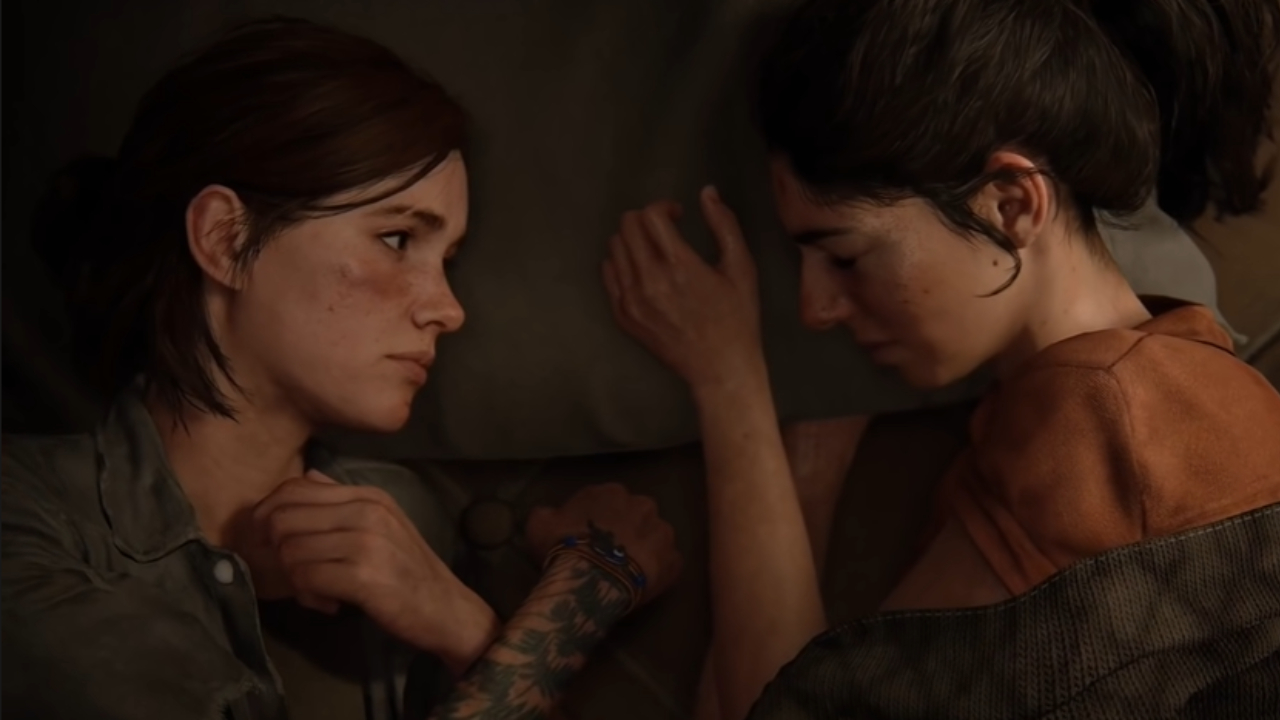 Trecho da história de 'The Last of Us 2', game de 2020, com Ellie observando sua namorada, Dina