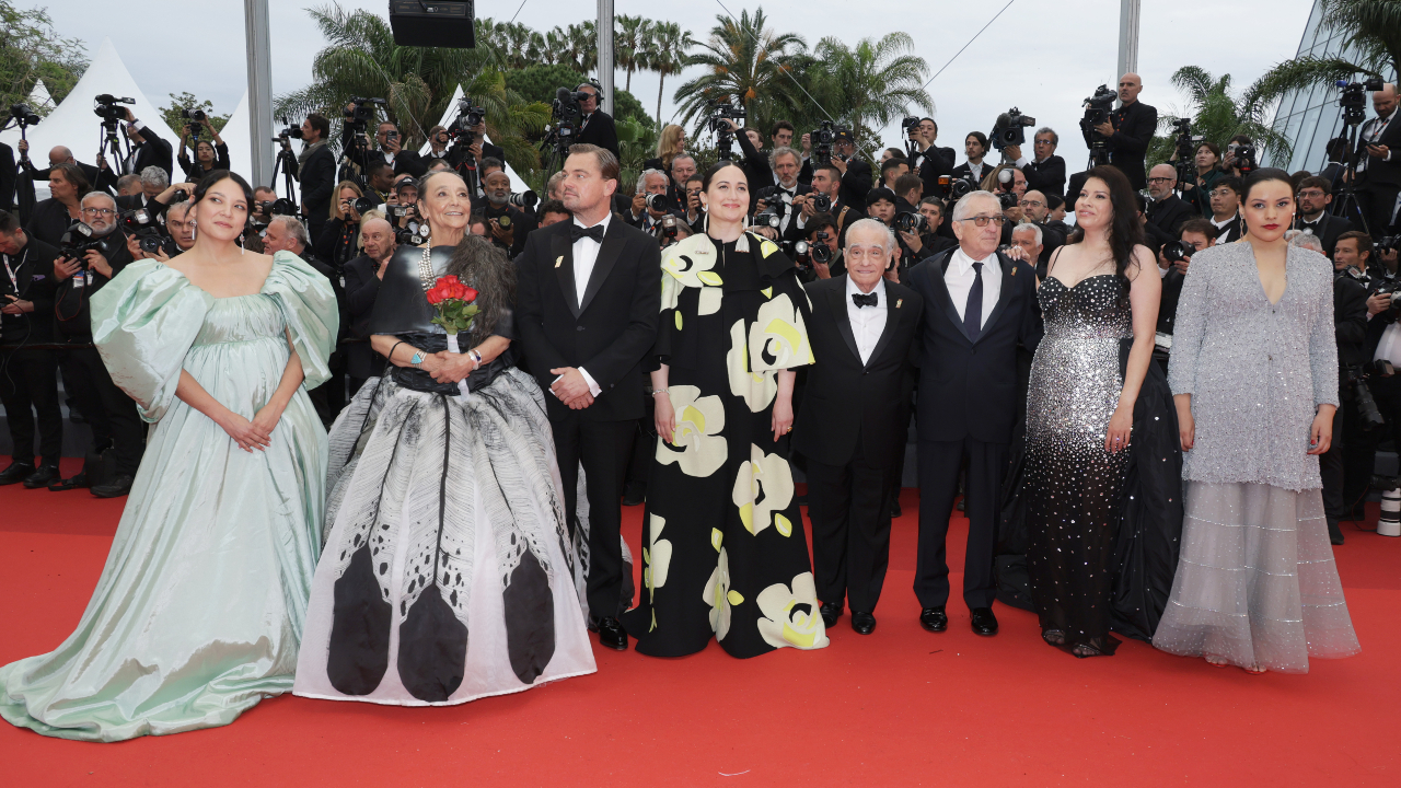 Martin Scorcese e parte do elenco de 'Assassinos da Lua das Flores' no Festival de Cannes de 2023