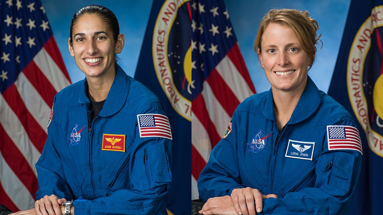 As astronautas americanas Jasmin Moghbeli e Loral O’Hara, respectivamente
