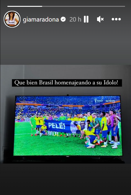 Gianinna Maradona elogia postura dos jogadores da seleção brasileira. Foto: Reprodução/Instagram 