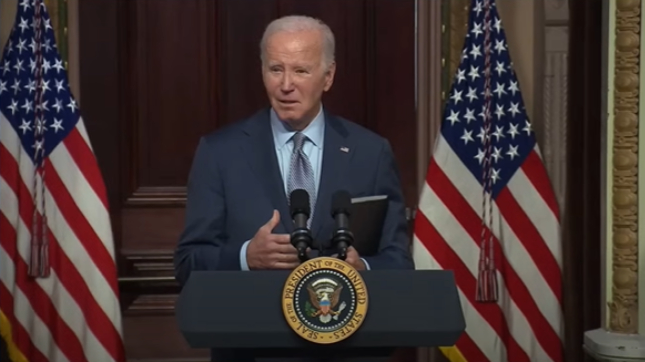 Joe Biden durante fala com lideranças judaicas em Washington