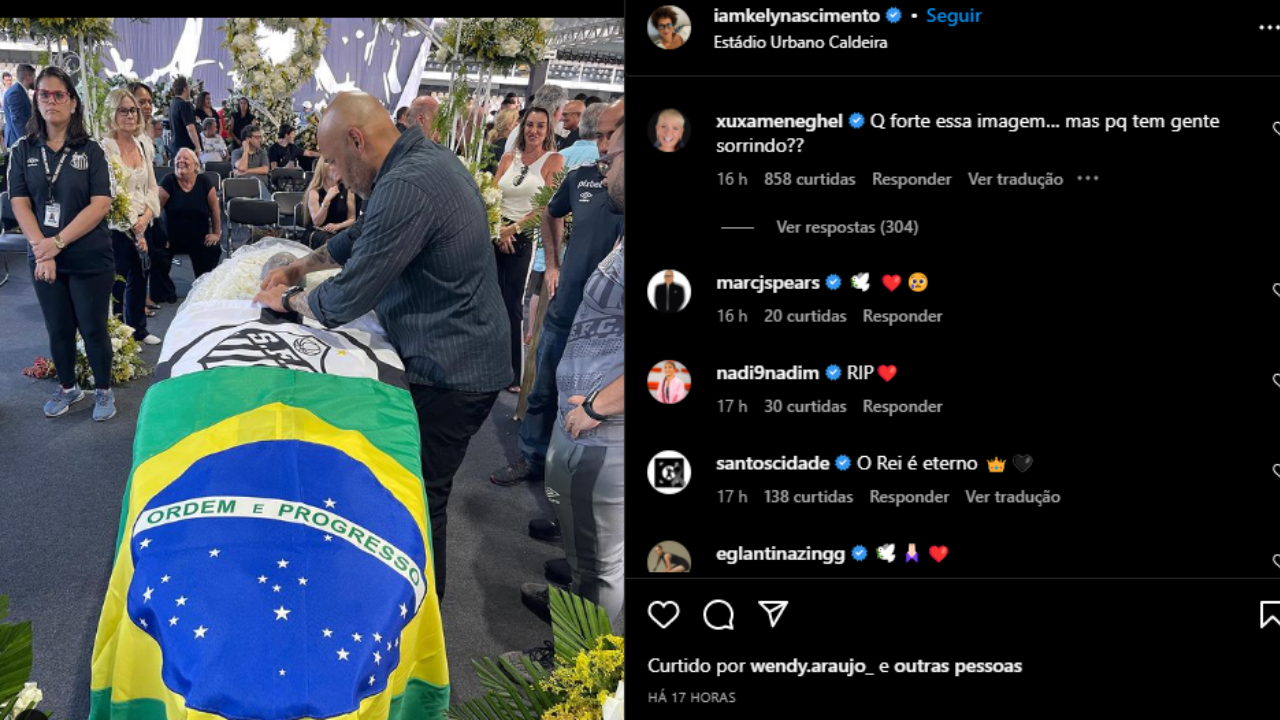 Print do Instagram em que é possível ver comentário de Xuxa em publicação sobre Pelé