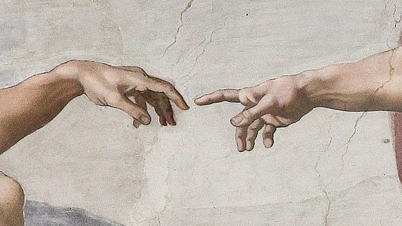 Recorte do fresco 'A Criação de Adão', de Michelangelo