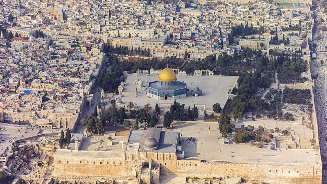 Fotografia aérea do Monte do Templo, em Jerusalém