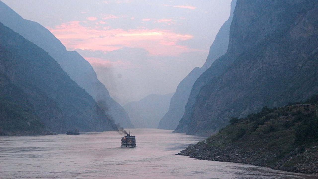 Fotografia do rio Yangtze antes do período de secas