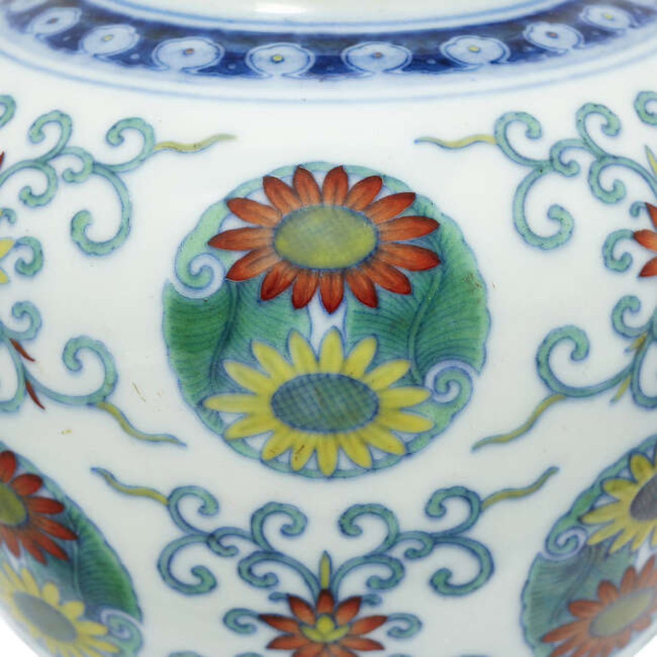 Detalhes da pintura de antigo vaso da dinastia Qing