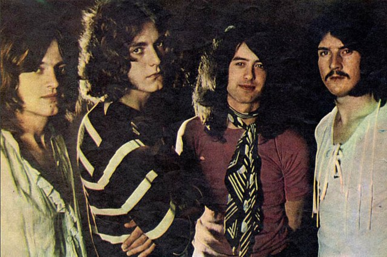 Membros do Led Zeppelin (John Paul Jones, Robert Plant, Jimmy Page e John Bonham, respectivamente)